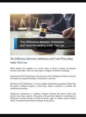 The Difference Between Arbitration and Court Proceeding under Thai Law book